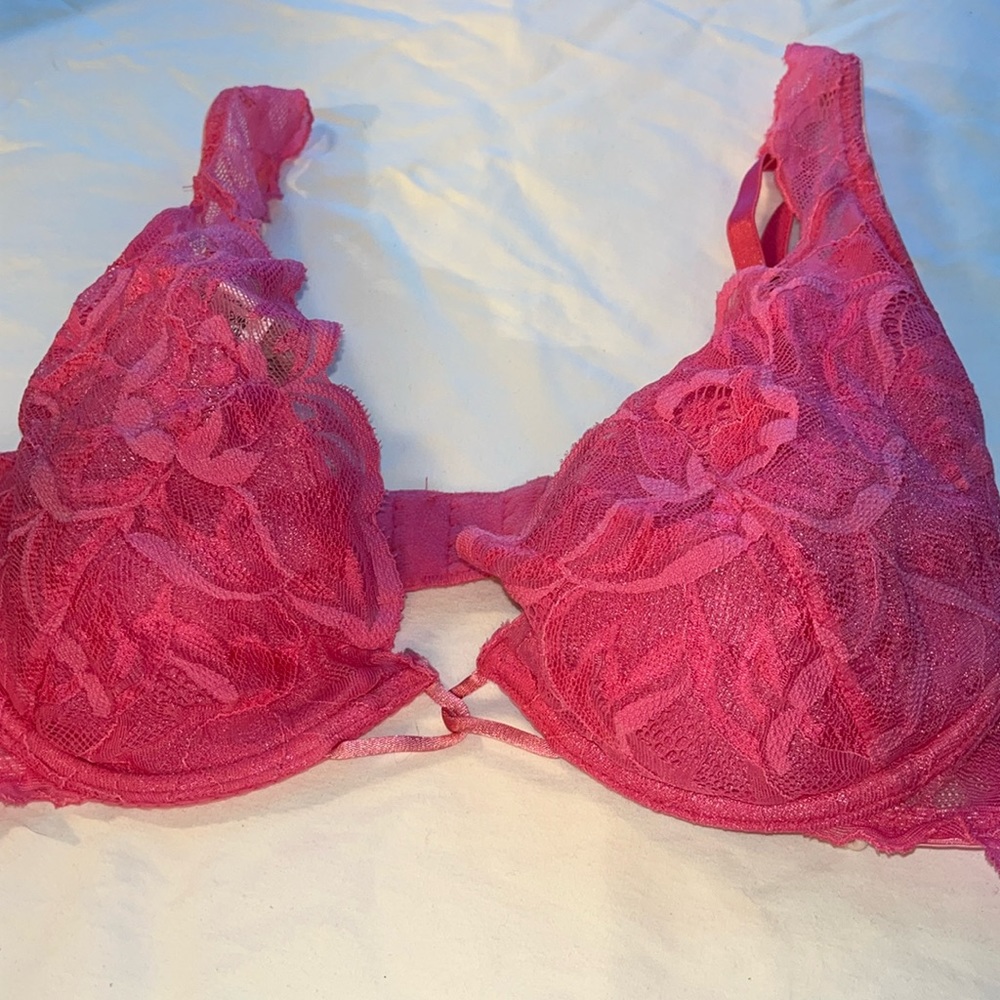 Victoria's Secret 36B Lace Bra Hot Pink Lined